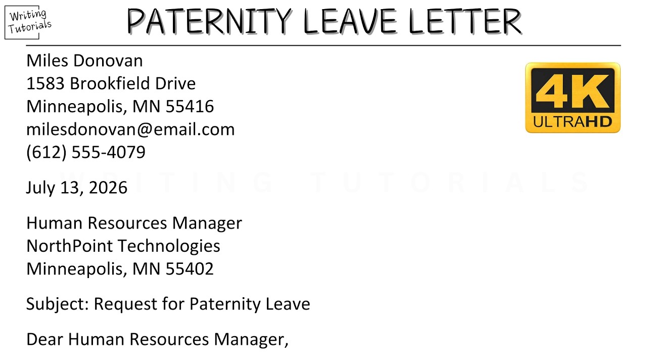 How To Write Paternity Leave Letter with Sample and Explanation | Writing Tutorials